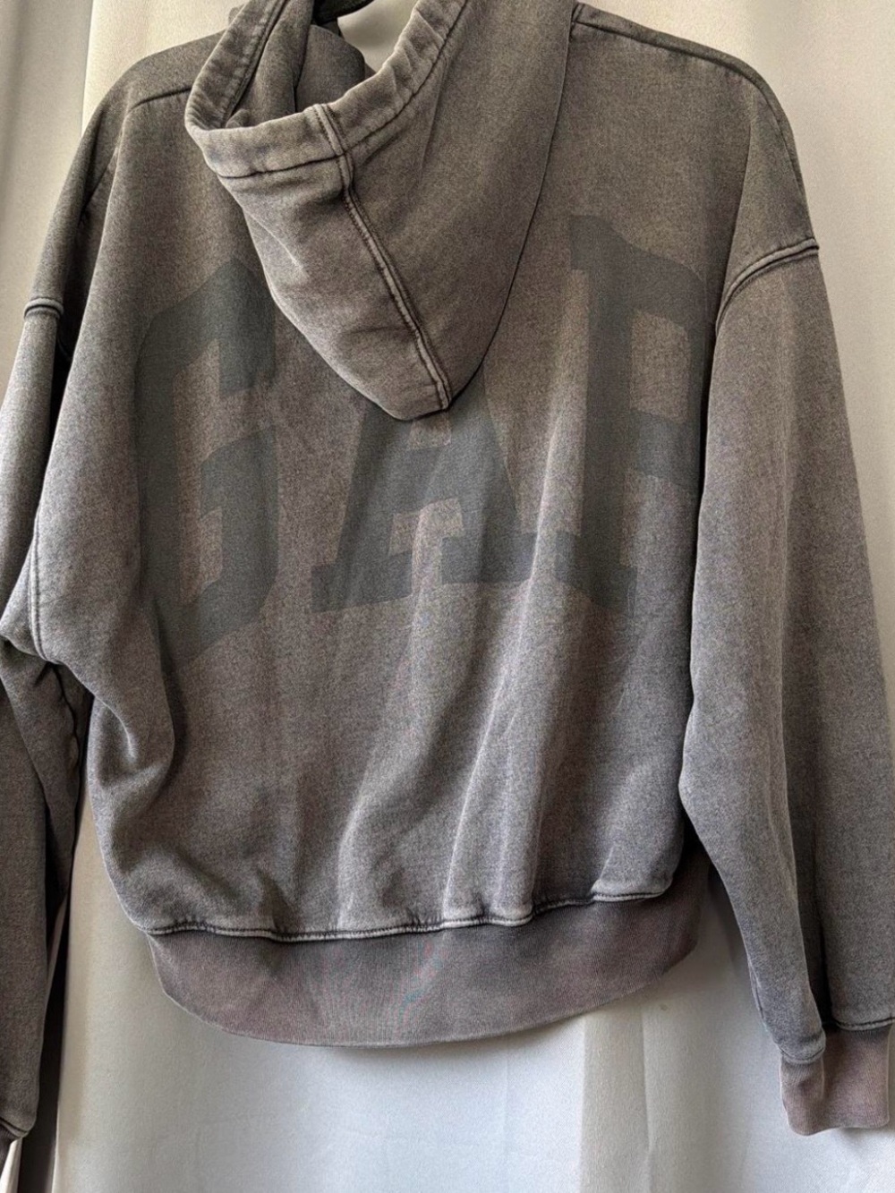 GAP Washed Gray Cropped Hooded Sweatshirt
